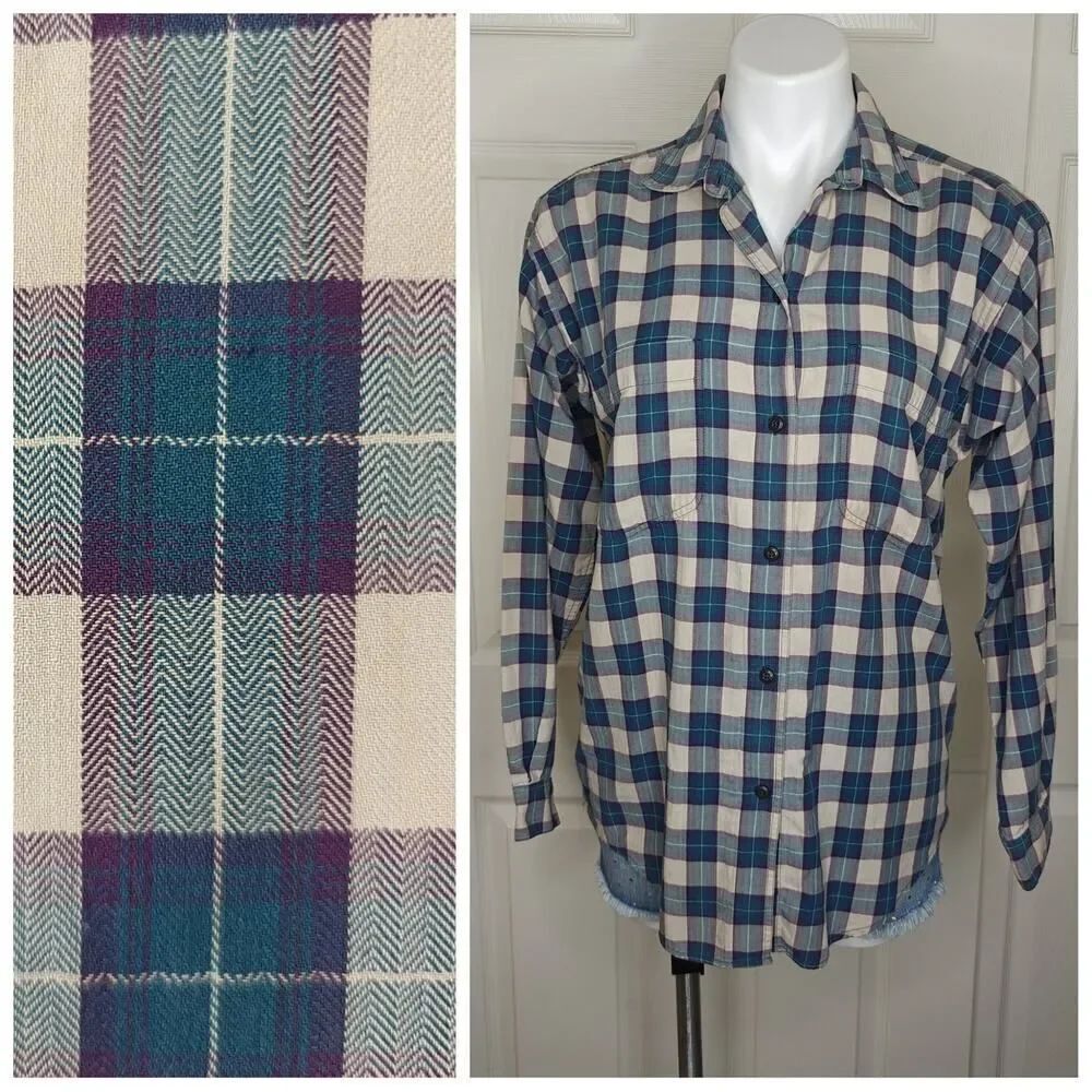 W's Patagonia 100% cotton plaid button down shirt sz S